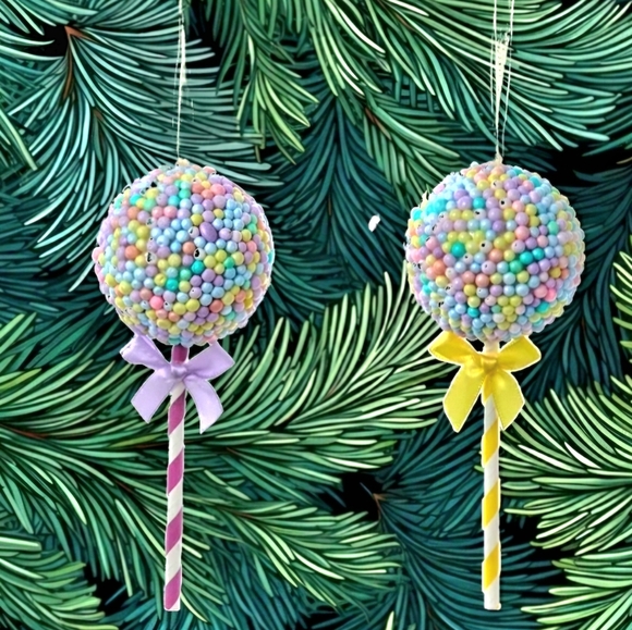 Kurt Adler Bubblegum Lollipop Ornaments, Set Of 4 - Picture 3 of 3